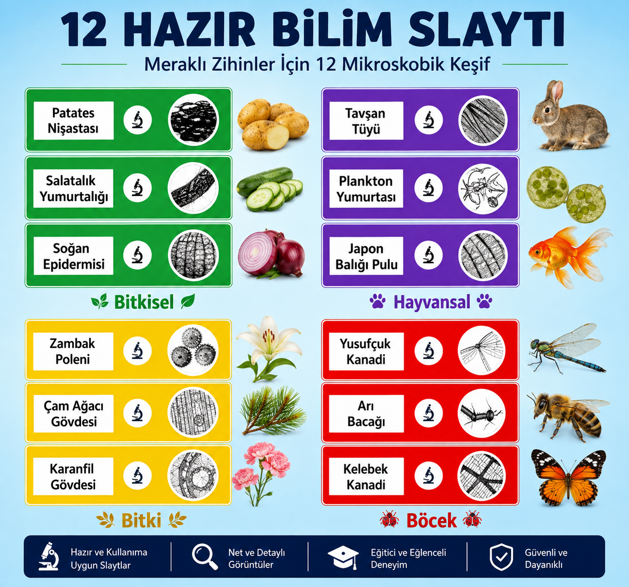 MiniBilim Dijital Mikroskop 🔬 – Çocuklar İçin 2.4” LCD Ekranlı Taşınabilir Keşif Mikroskobu