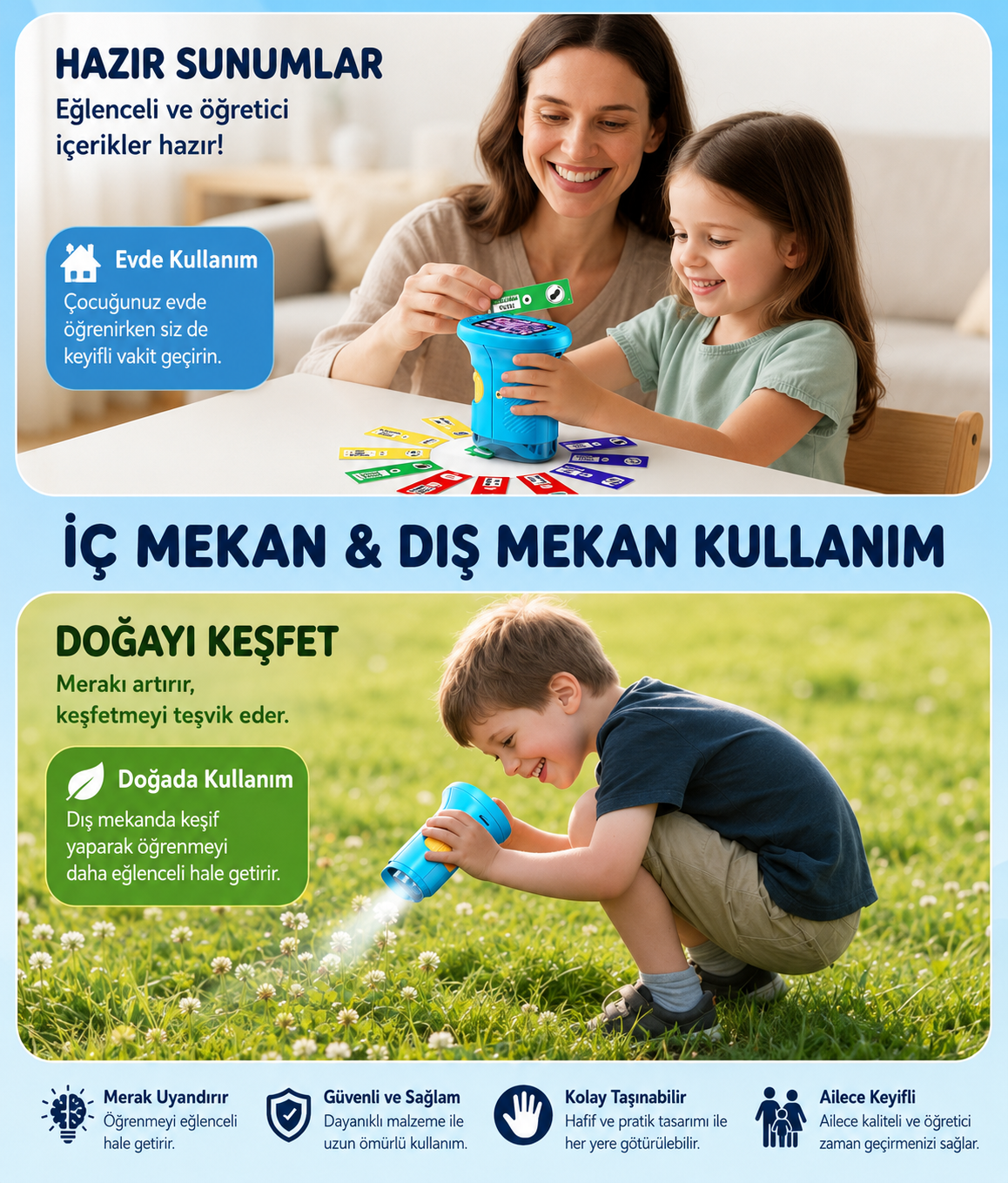 MiniBilim Dijital Mikroskop 🔬 – Çocuklar İçin 2.4” LCD Ekranlı Taşınabilir Keşif Mikroskobu
