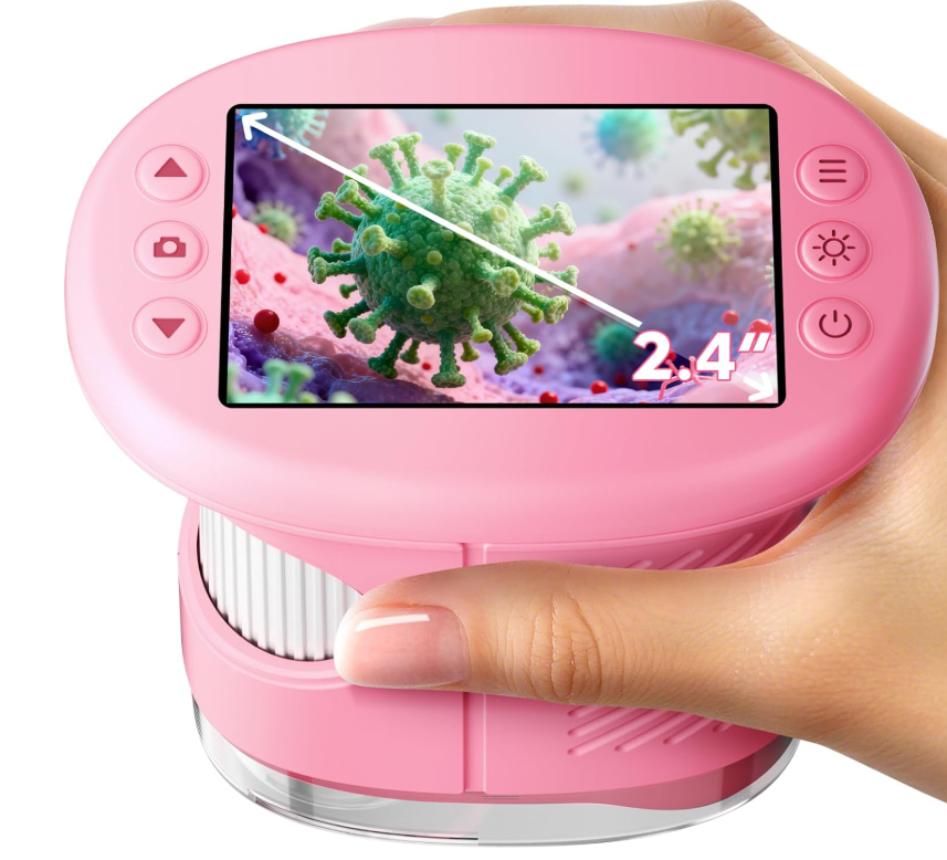 MiniBilim Dijital Mikroskop 🔬 – Çocuklar İçin 2.4” LCD Ekranlı Taşınabilir Keşif Mikroskobu